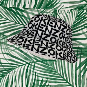 Kenzo White Black Reversible Monogram Bucket Hat Unisex Size Medium